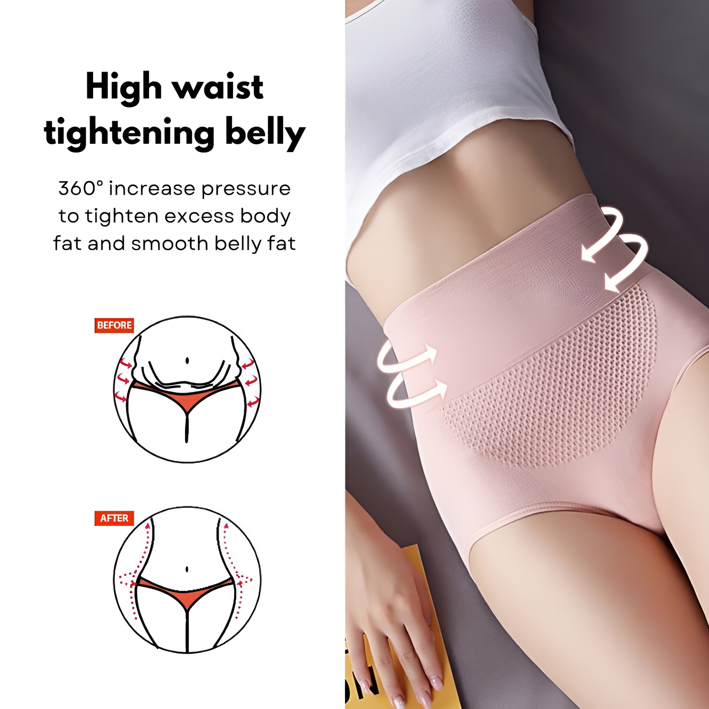 Womens High waisted Tummy Tucking Seamless Underwear