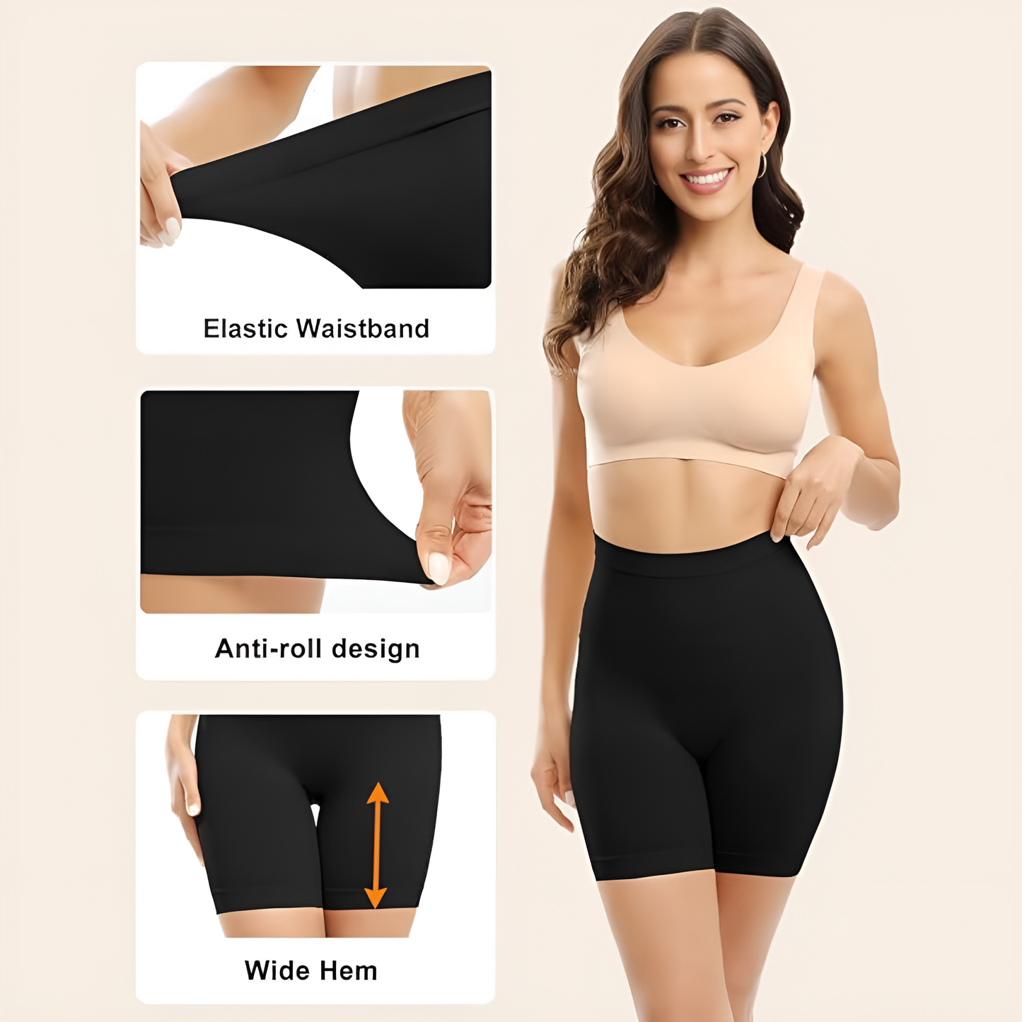 Womens High waisted Tummy Tucking Seamless Boy Shots (Pack of 2 ) Skin